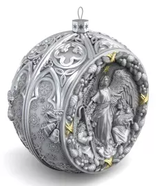 Набор подарочный с шарами и иконой "Божья Матерь Владимирская" из серебра, 4 шара